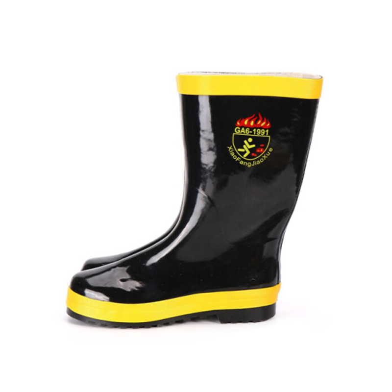 Bottes en caoutchouc de sauvetage de lutte contre l'incendie, chaussures de sécurité en caoutchouc antidérapantes résistantes aux hautes températures pour les pompiers